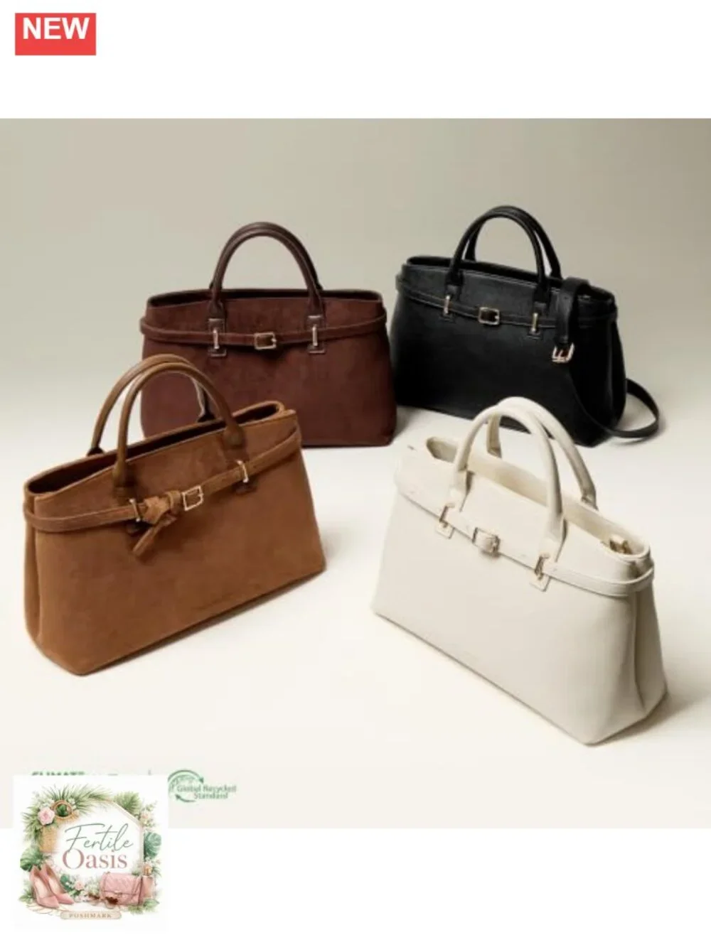 Vegan Leather Satchel Bag Women Structured Work Tote Handbag Removable Strap